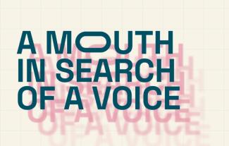 A logo reading 'A Mouth In Search Of  A Voice' with some letters elongated