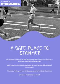 A poster showing a woman running, with text underneath