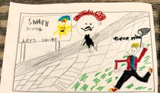 A drawing on lined paper by a young child