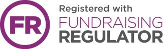 A logo saying 'FR' and 'Registered with Fundraising Regulator'