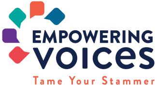 A logo saying 'Empowering Voices, Tame your stammer'