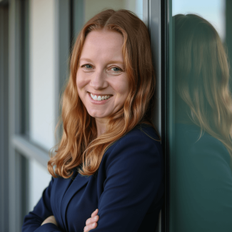 A woman smiling
