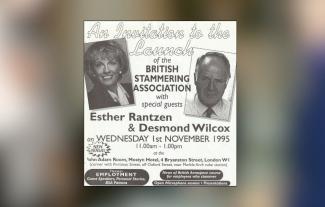 A poster showing the celebrities Esther Rantzen and Desmond Wilcox