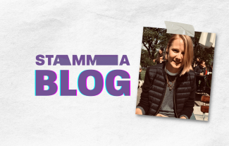 A woman smiling, next to the words 'STAMMA Blog'
