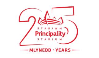 A logo saying 'Principality Stadium' with the number '25' behind it