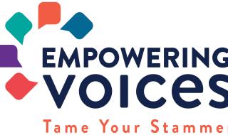 A logo saying 'Empowering Voices, Tame your stammer'