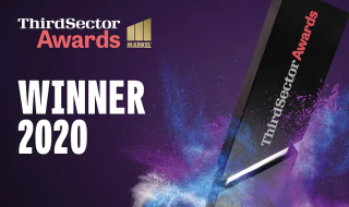 Third Sector Awards winner 2020, with the physical trophy shown