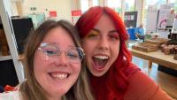 Two women smiling