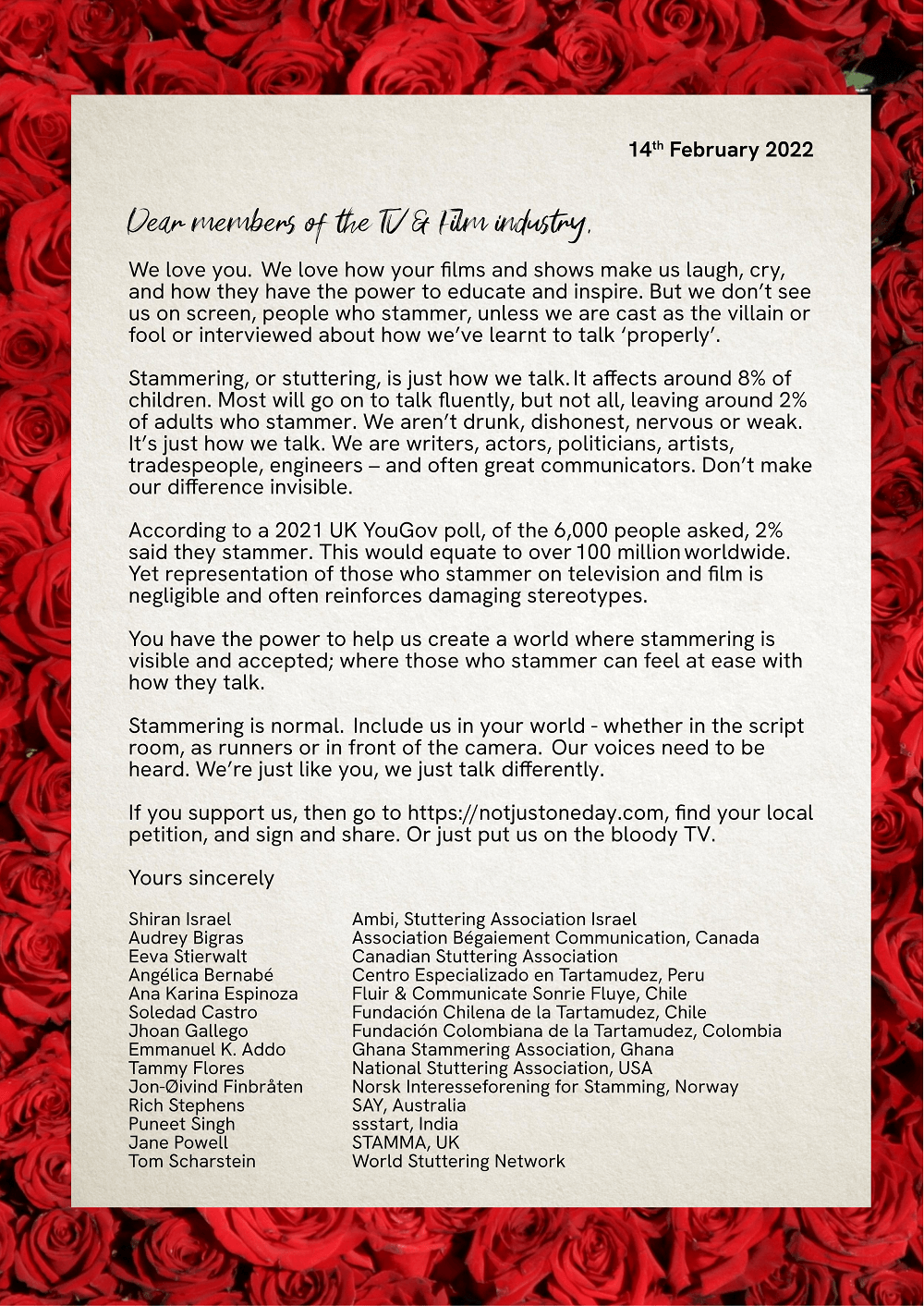 A letter against a backdrop of roses