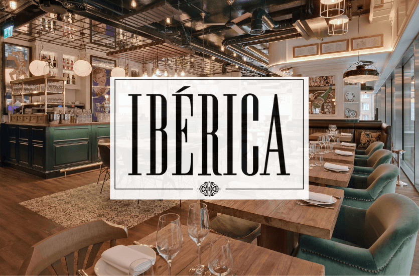 The words Iberica against a restaurant backdrop