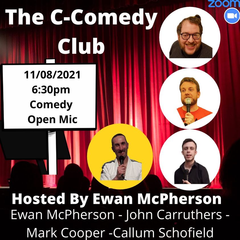 A poster advertising the Comedy Club and its line-up of guests