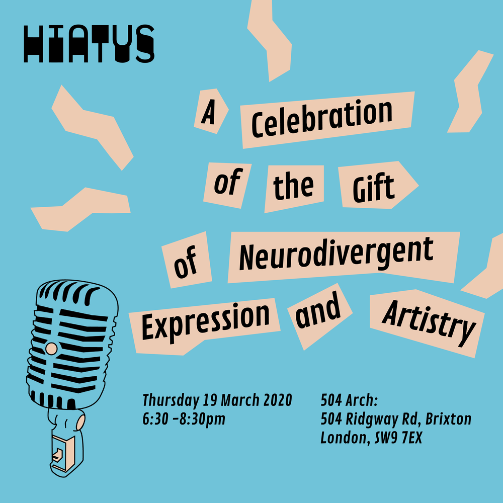 The Hiatus Collective event logo: A celebration of the gift of neurodivergent expression and artistry