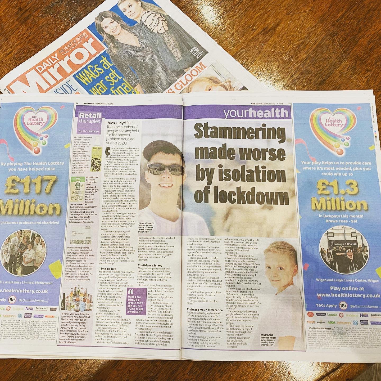 Newspaper coverage of stammering, January 2021