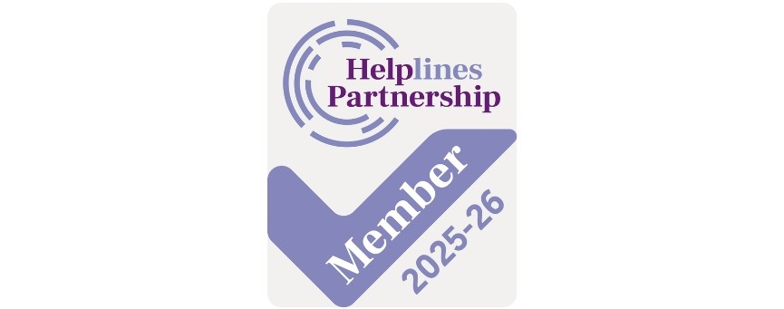 A logo saying 'Helplines Partnership Member 2025-26'