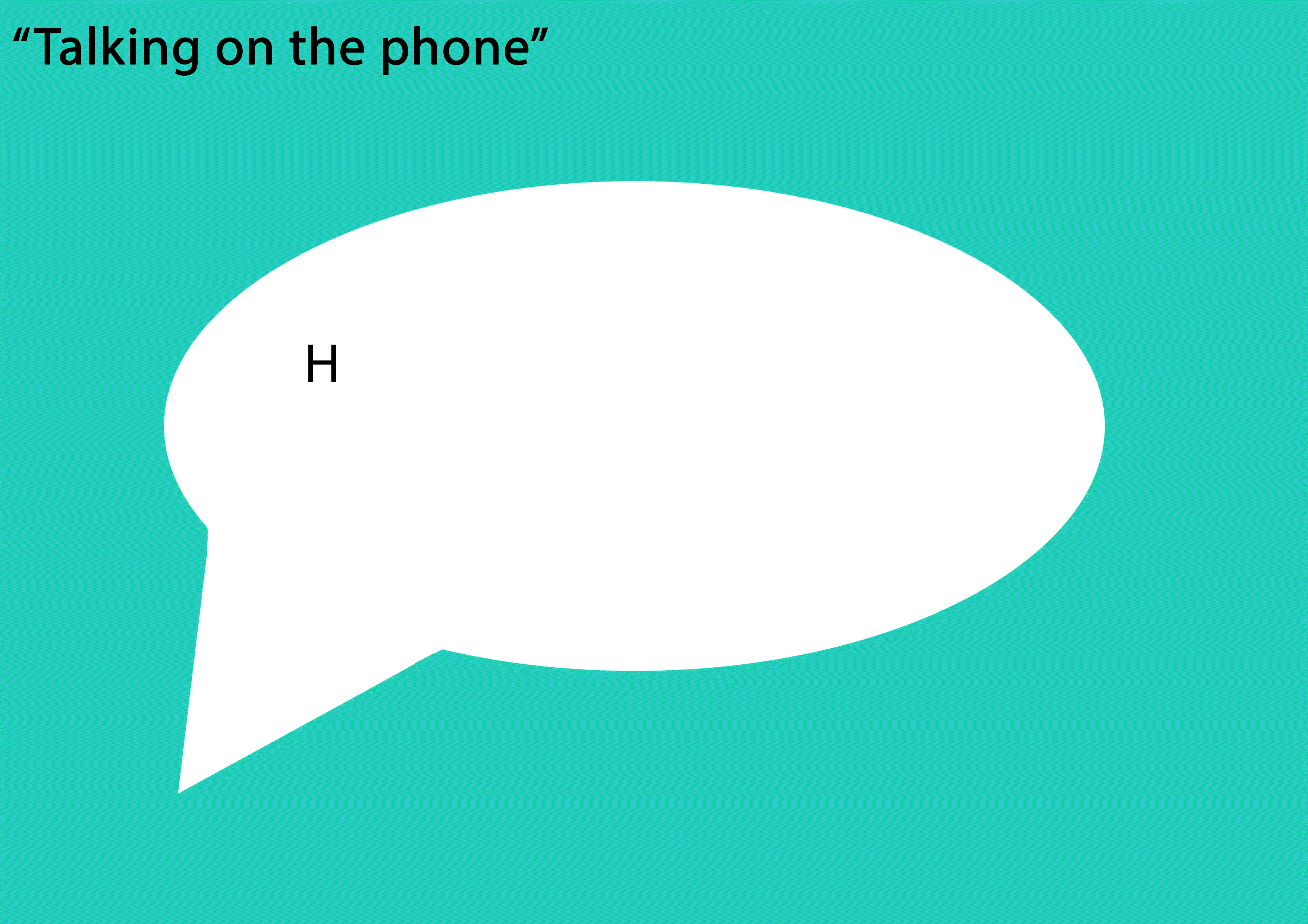 An illustrated speech bubble with text inside showing stammered speech