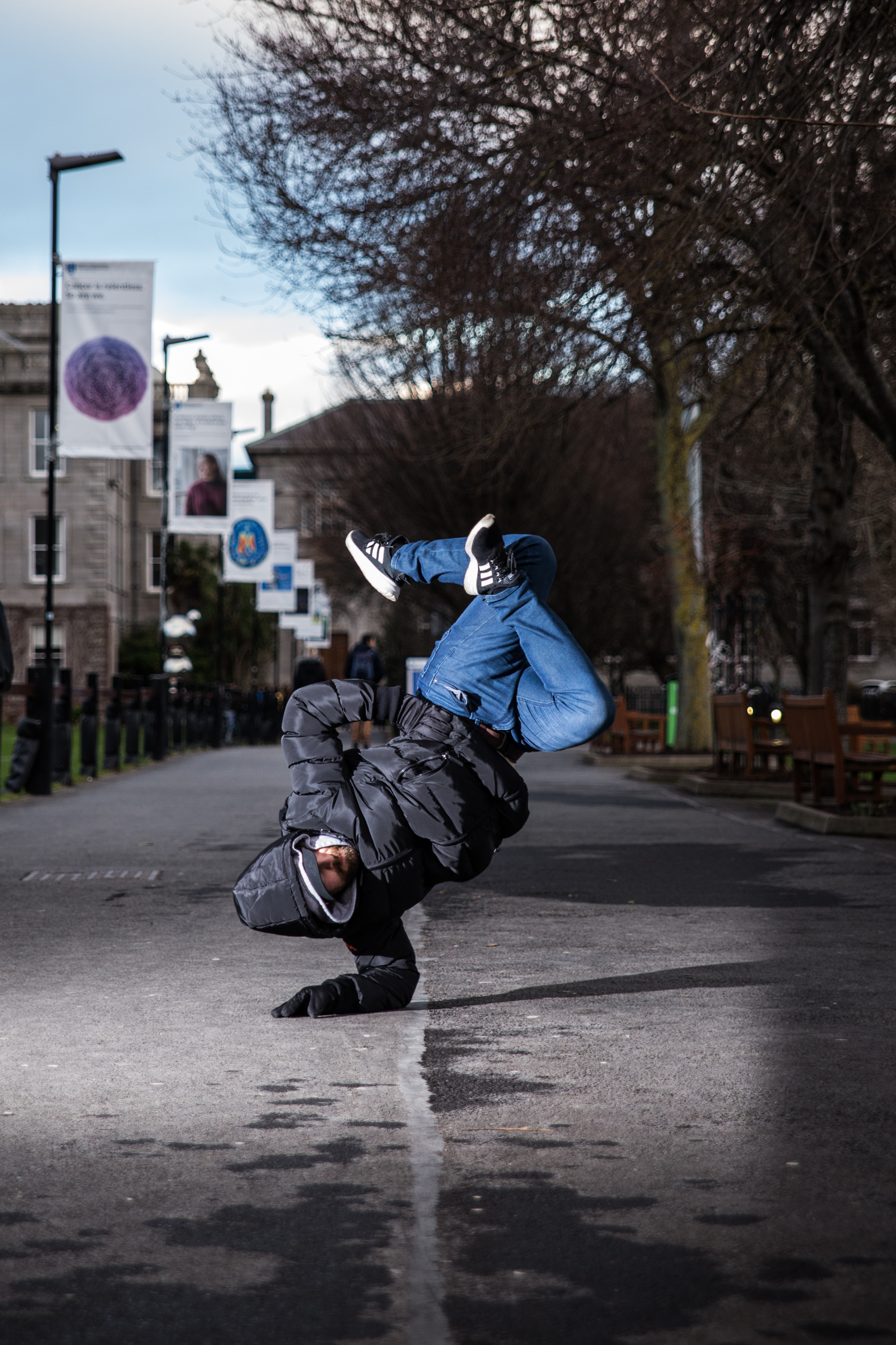 Chaz breakdancing in the street