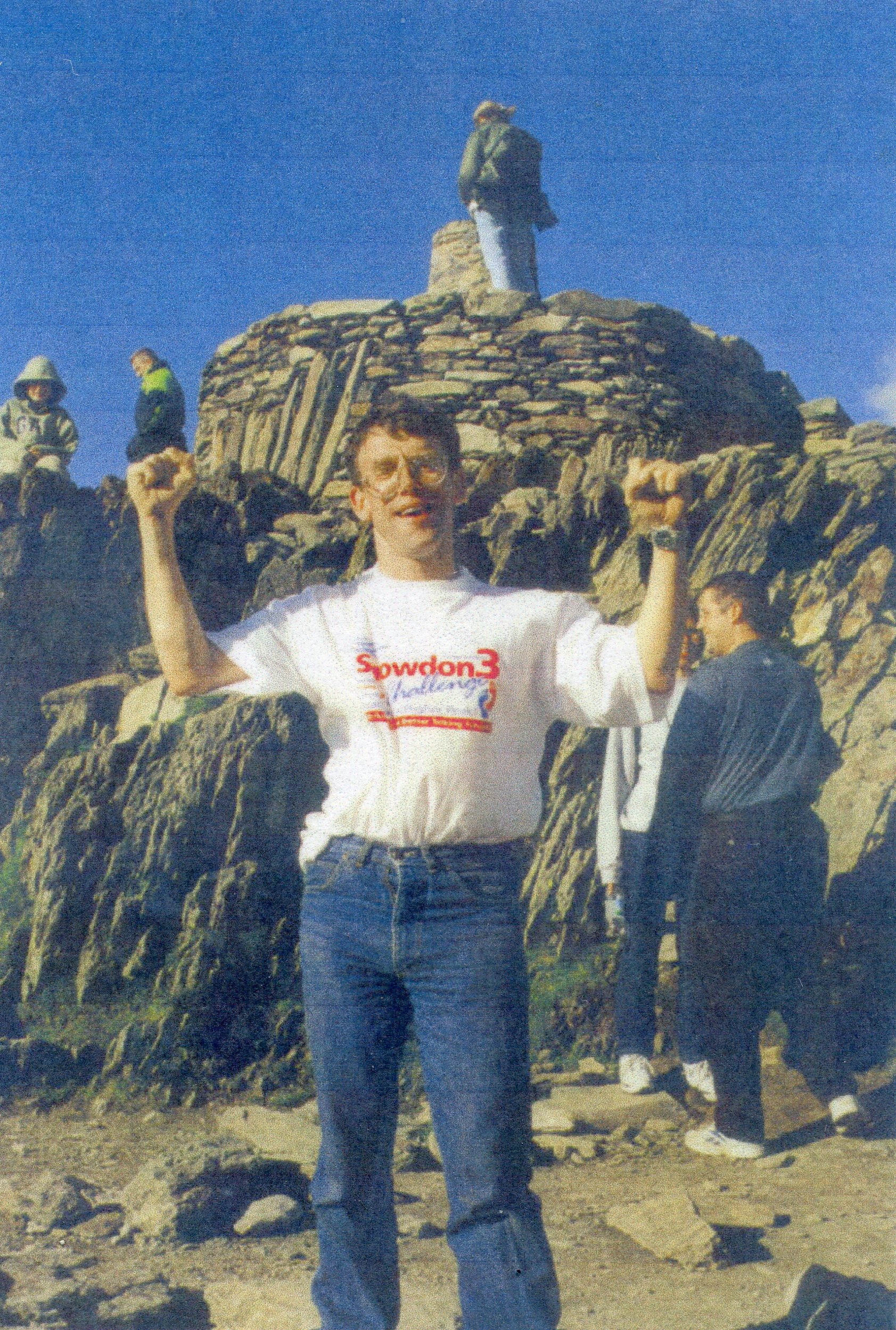 John Russell at the summit of Mount Snowdon