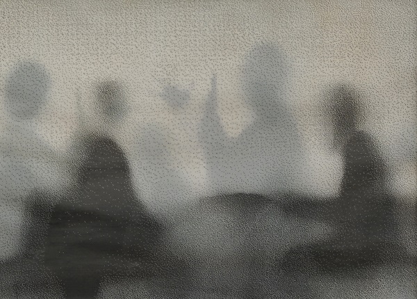 Abstract art of blurred figures